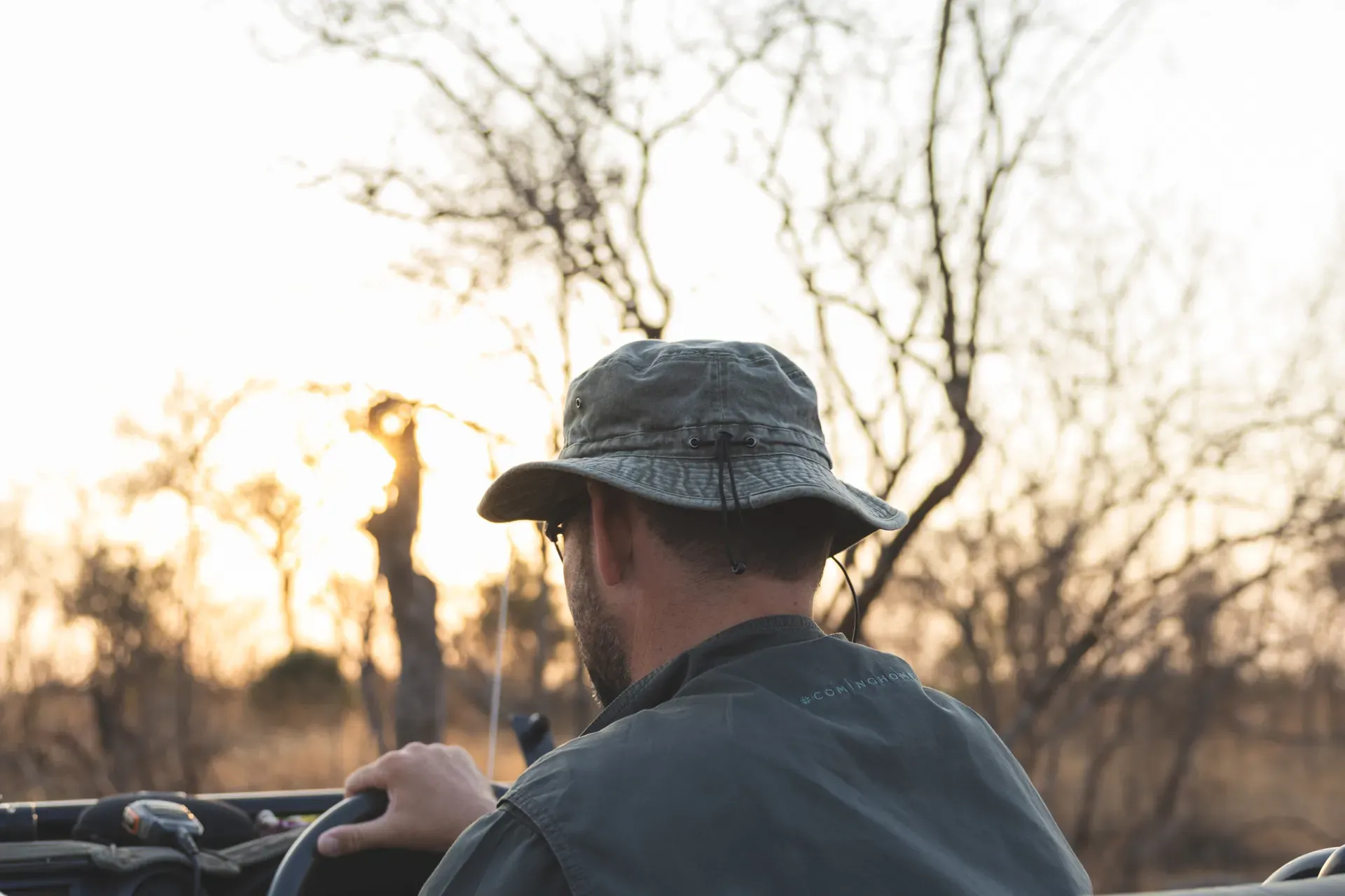 Safari guide in the African bush at Monwana Lodge.