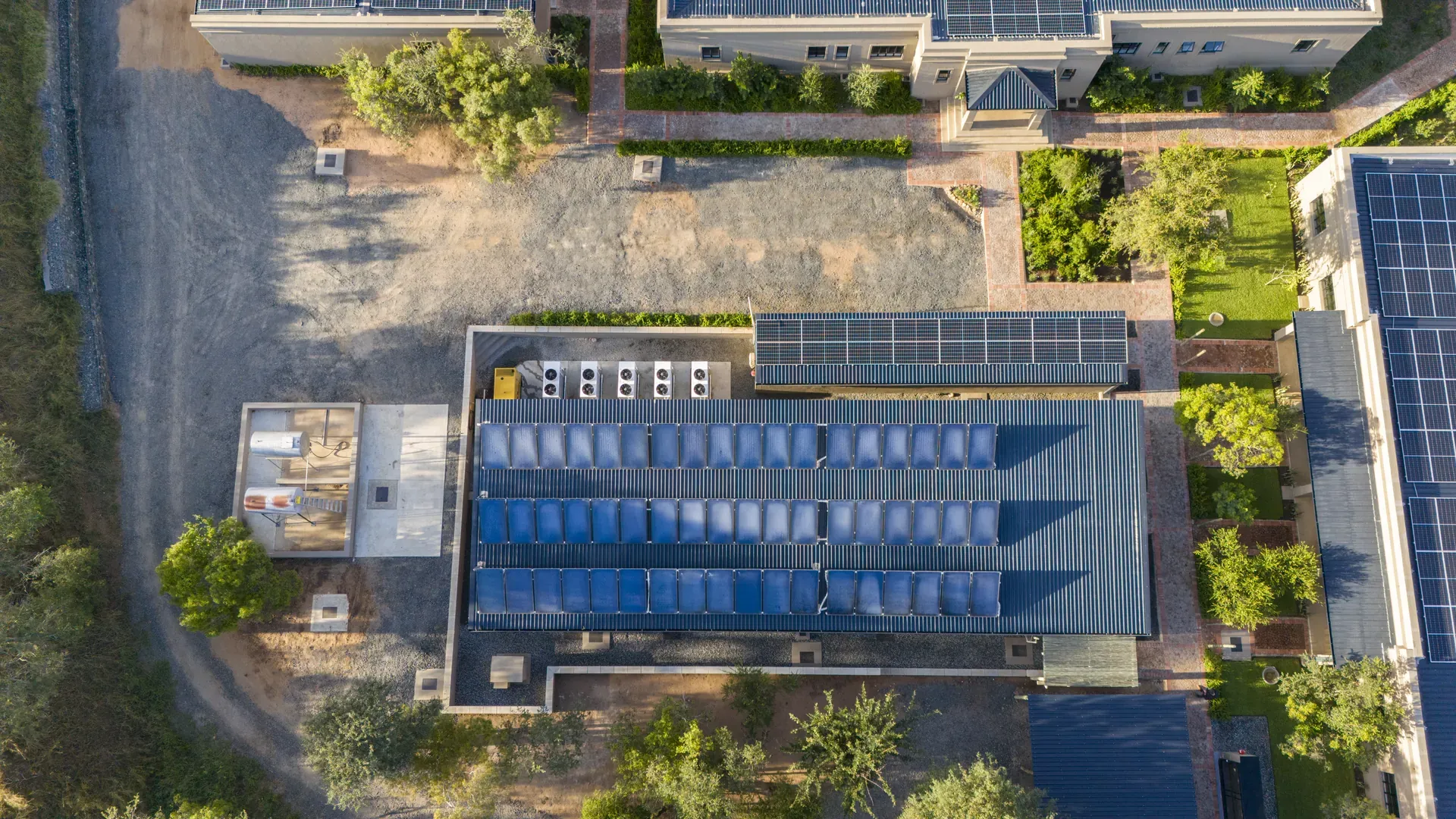 Solar panels at Monwana Lodge as part of the lodge’s sustainability and solar technology initiatives.